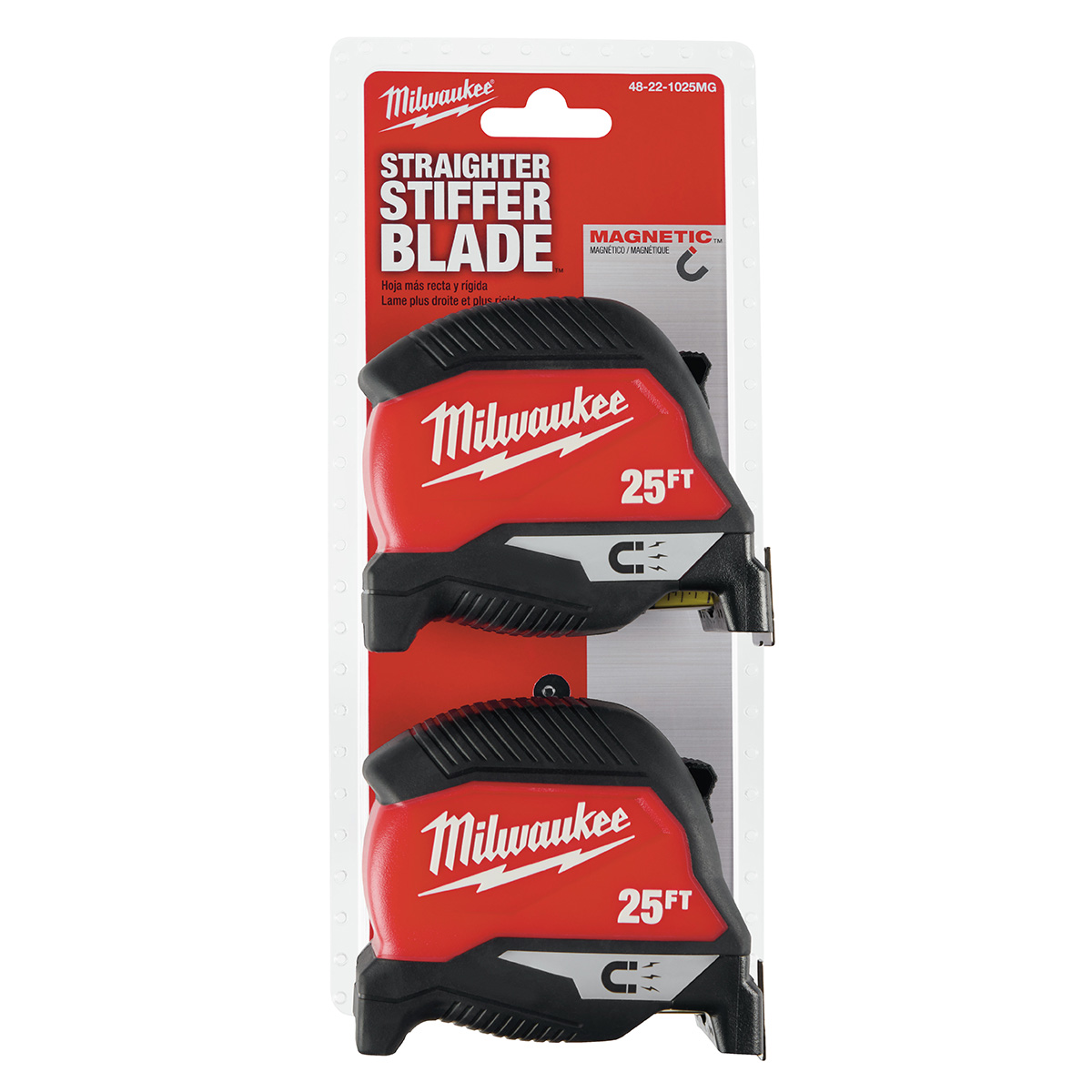 Milwaukee Tool 25 FT Compact Wide Blade Magnetic Tape Measure 2-Pack, 48-22-0325G